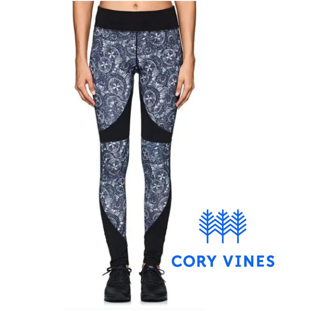 Cory Vines Athletic Leggings Blue Print Size Medium